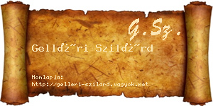 Gelléri Szilárd névjegykártya